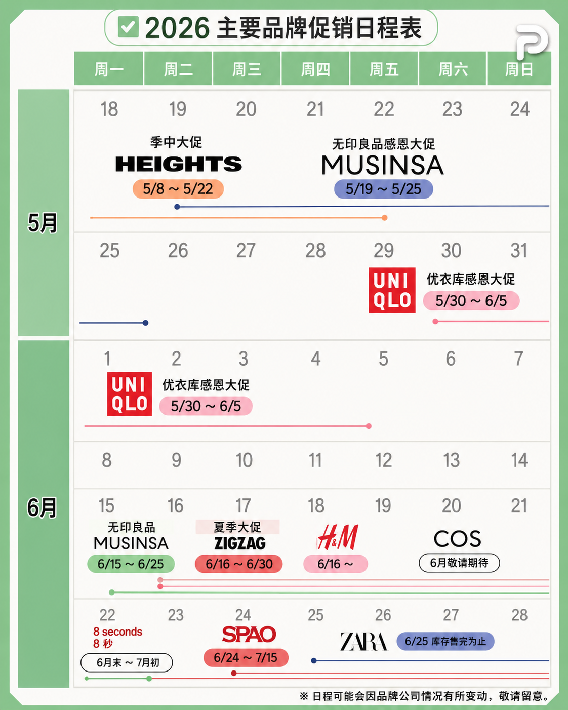 五六月韩国大促日历