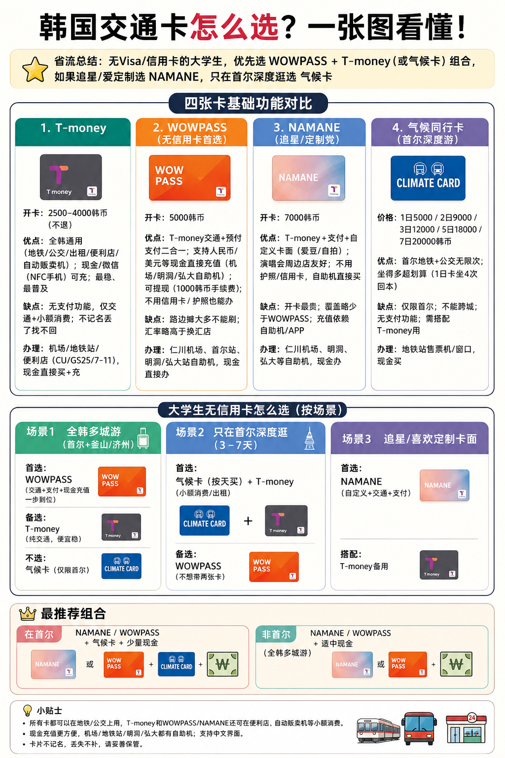 韩国交通卡怎么选？一张图看懂