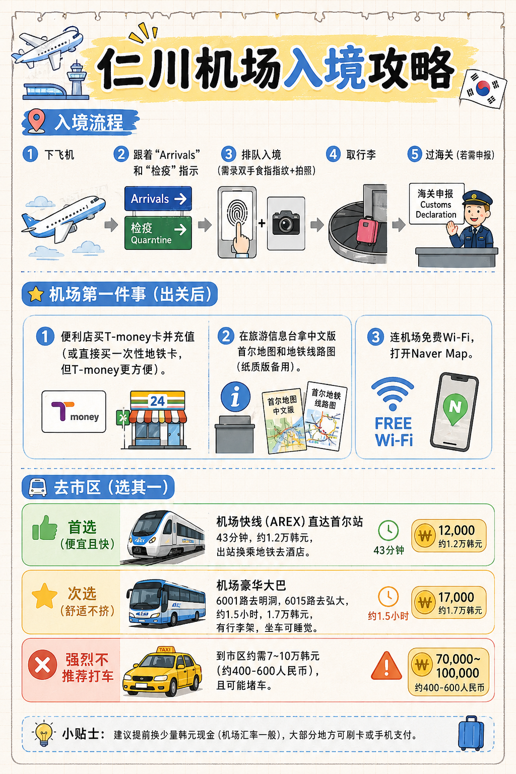 仁川机场入境攻略！！